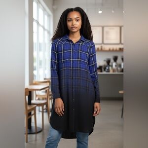 Rock &  Republic Plaid Ombré Dress Shirt Medium